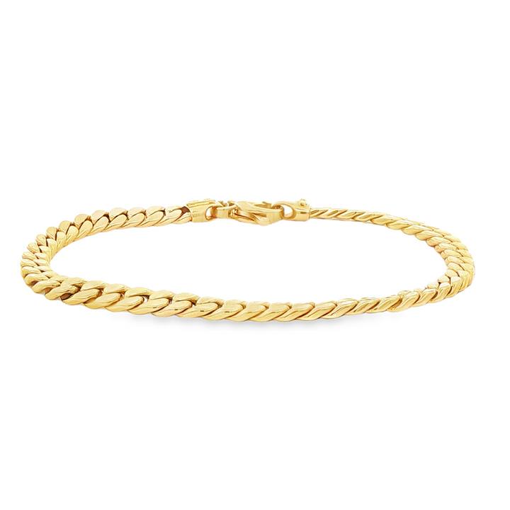 14K Yellow Gold Hollow Flat Curb Link Bracelet – 4.3mm, 7"