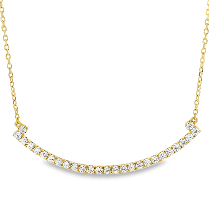 14K Yellow Gold Natural Diamond Smile Necklace – 16–18"