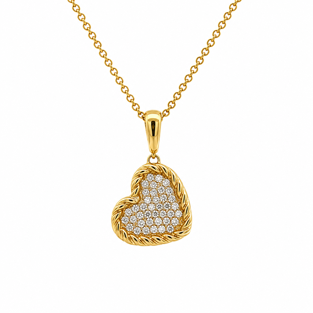 14K Yellow Gold 0.27ctw Natural Diamond Heart Pendant