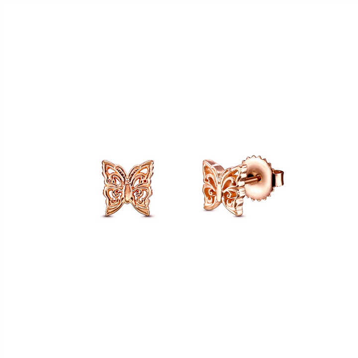 14K Rose Gold Butterfly Studs