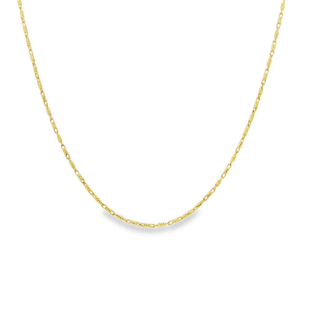 14K Yellow Gold Diamond-Cut Bar Link Chain – 0.9mm | 18" | 2.7g