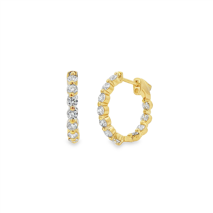 14K Yellow Gold Inside-Out Lab Diamond Hoop Earrings – 20x3mm, 1.97ctw, 4.8g