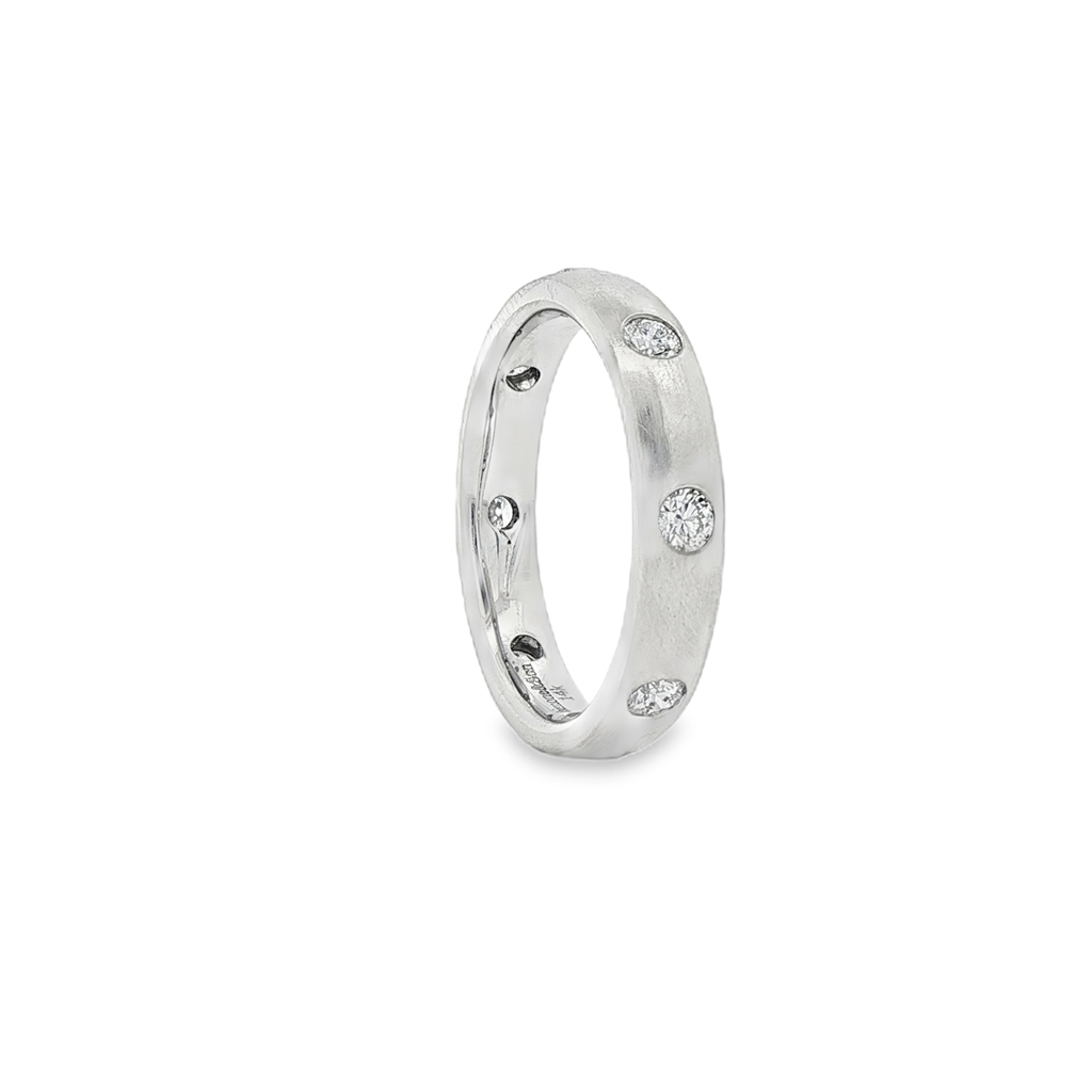 14K White Gold Dome Natural Diamond Band – 0.48ctw, Matte Finish, Size 6.25, 4.2g