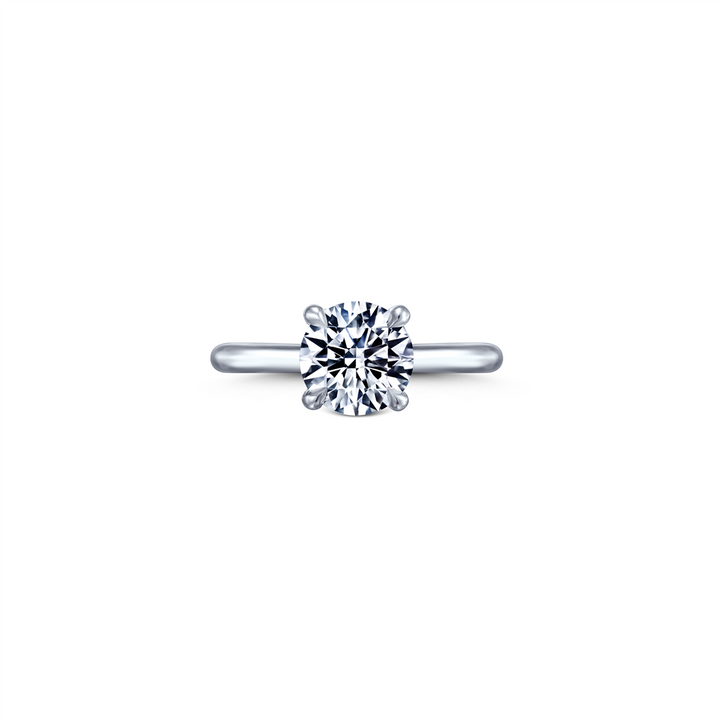 18K White Gold Hidden Halo Semi-Mount Engagement Ring 0.07ctw.