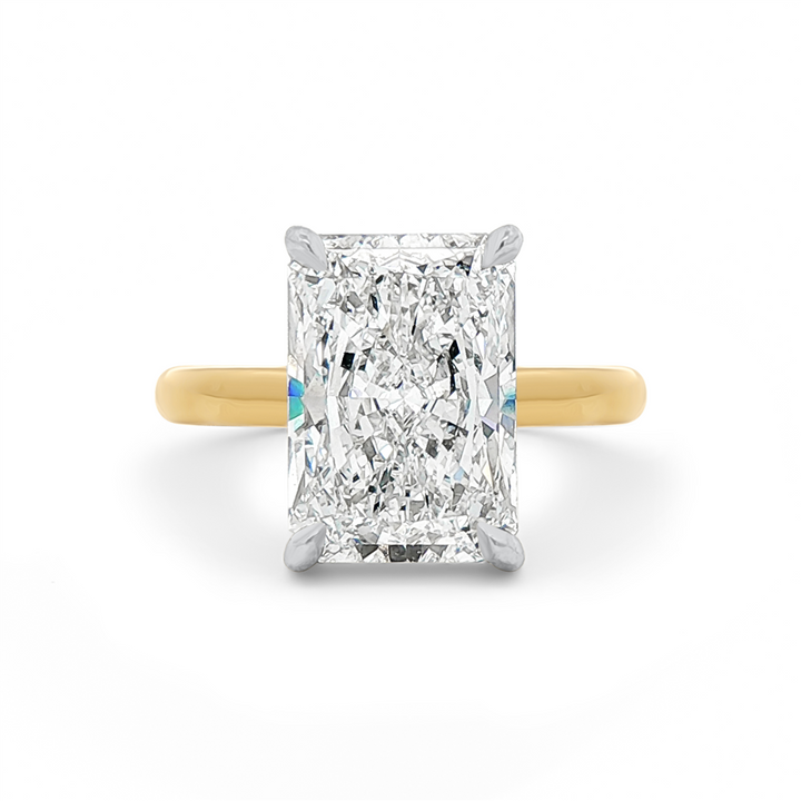 18K Yellow Gold & Platinum Hidden Halo Lab Grown Diamond Semi-Mount Engagement Ring