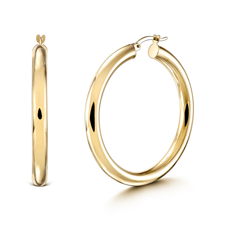 14K Yellow Gold Light Hoop Earrings (4x30mm)