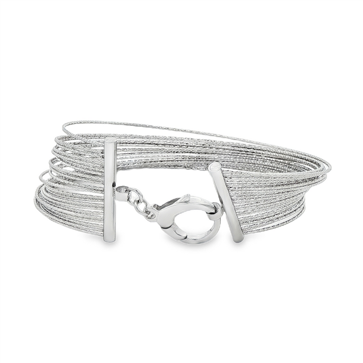 14K White Gold Diamond-Cut 21-Strand Bracelet – 18.9g