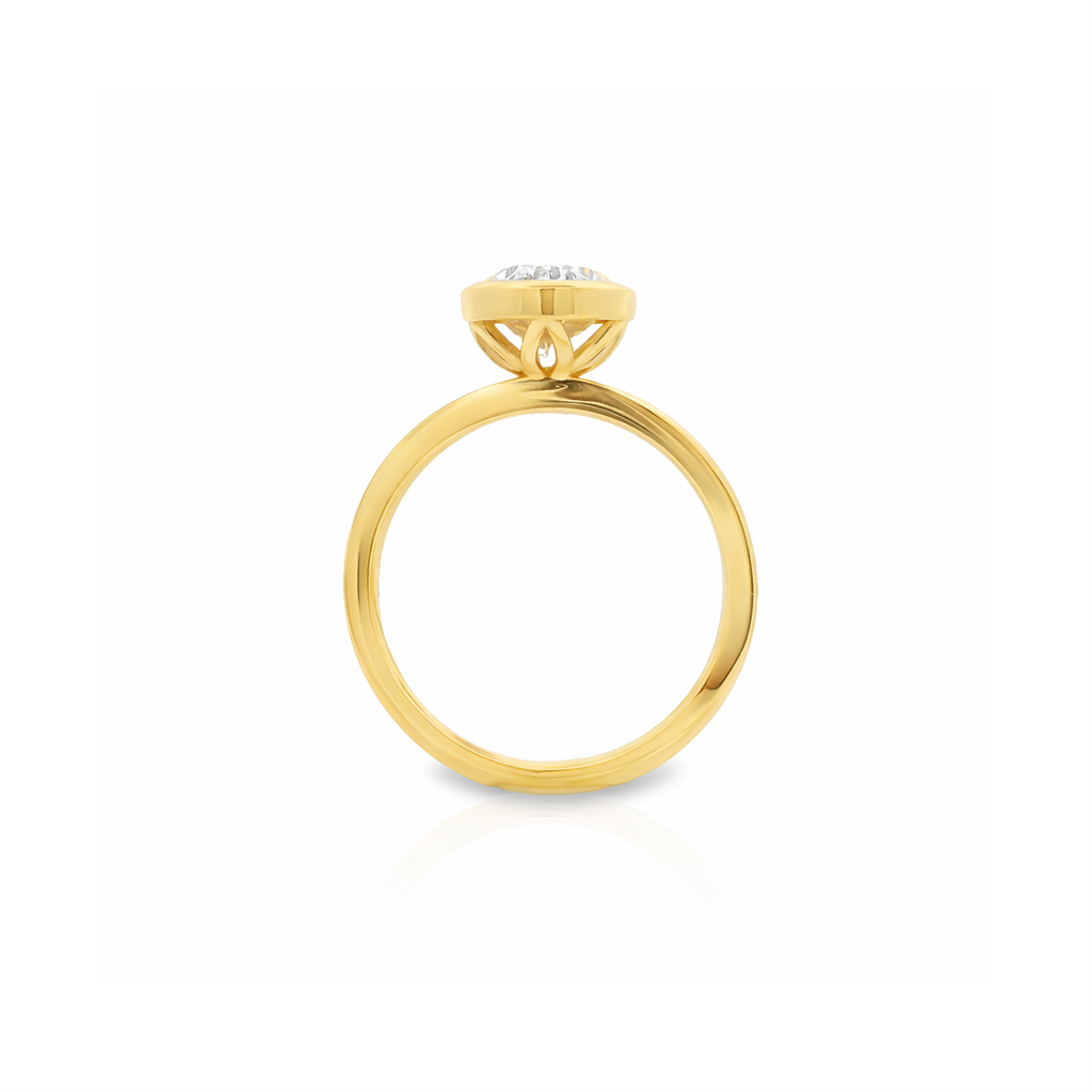 14K Yellow Gold Bezel Engagement Ring with IGI-Certified Lab-Grown Oval Diamond – 2.95ct.
