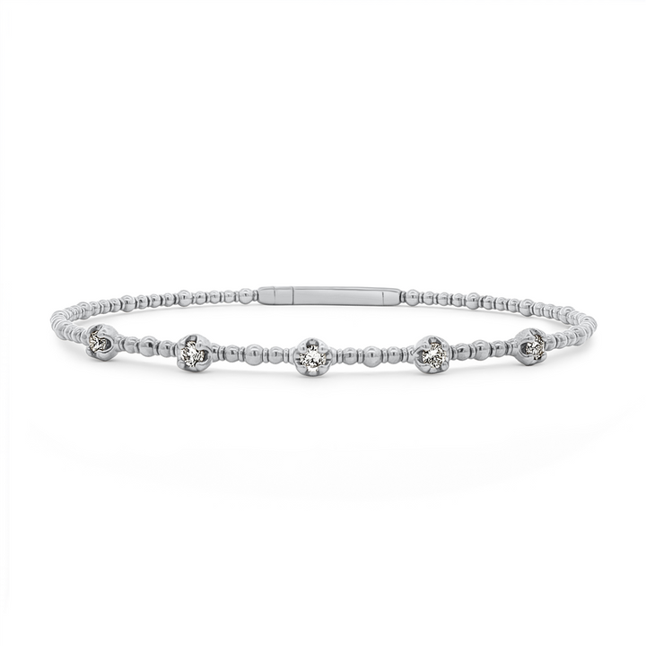 14K White Gold 5 Diamond Flexi Bangle 0.35ctw.