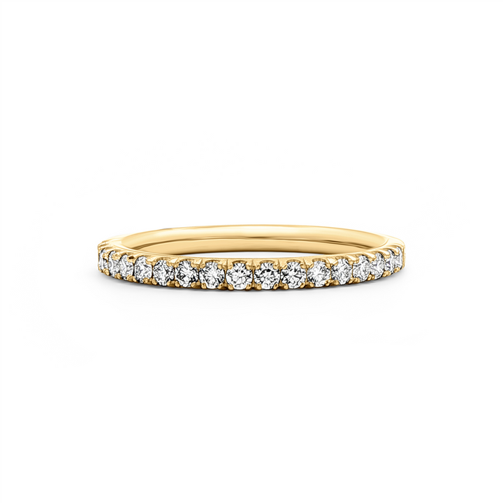 14K Yellow Gold Natural Diamond Half Eternity Ring – 2.1mm, Size 6.5