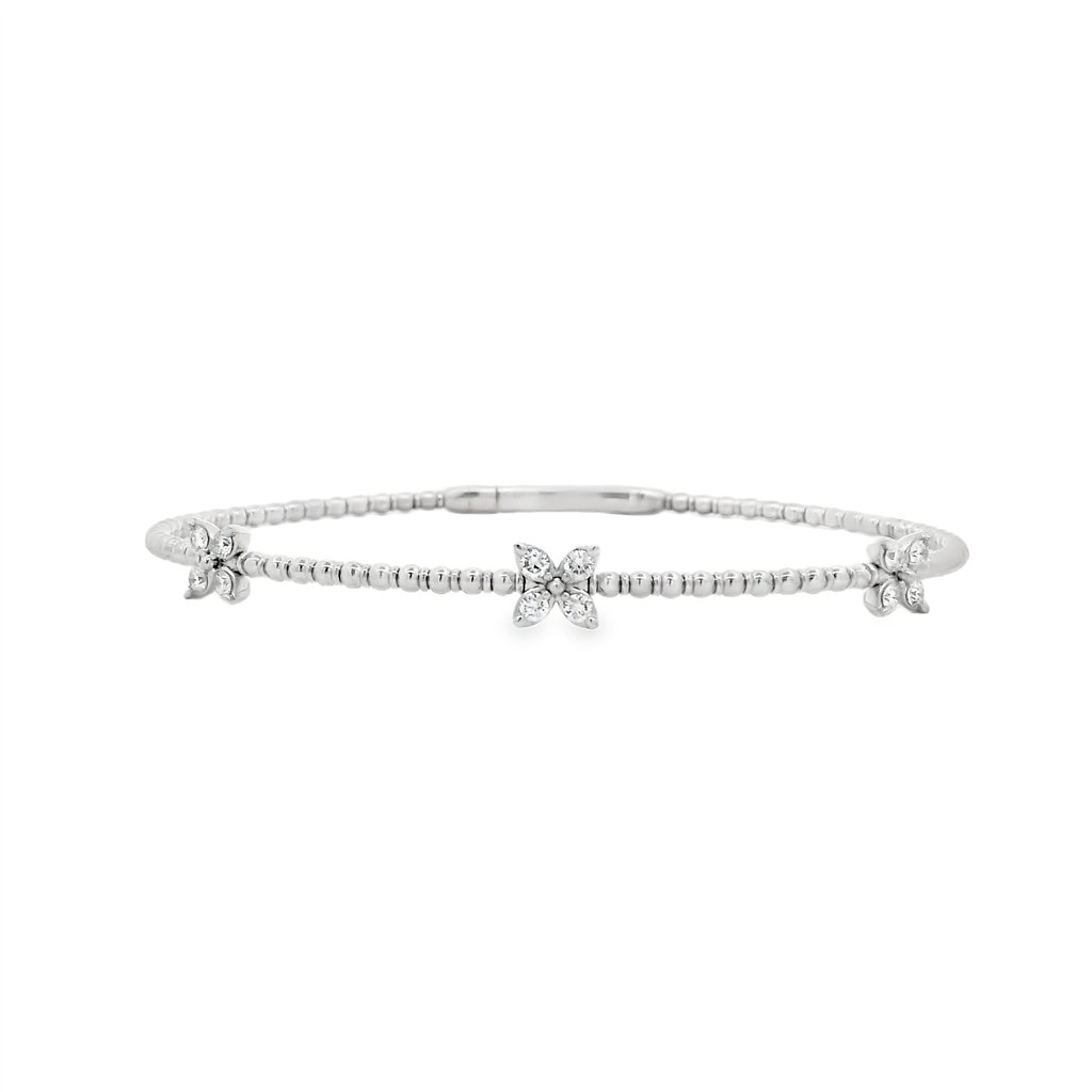 14K White Gold Diamond Flexy Bangle Bracelet - 0.35ctw.
