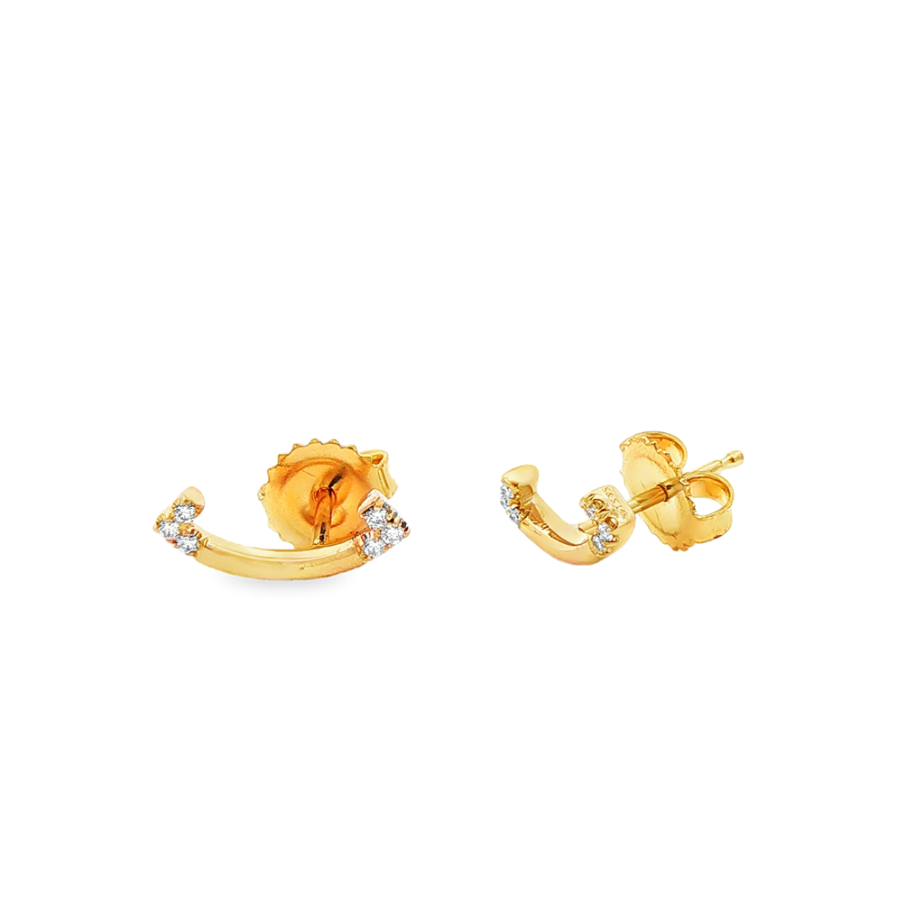 14K Yellow Gold Mini Smile Diamond Stud Earrings with Plain Center – 0.07ctw (Smile-L-MiniPlain-Stud)
