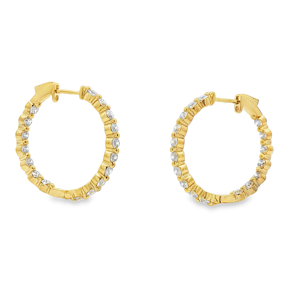 14K Yellow Gold Inside-Out Lab Diamond Hoop Earrings – 27.3x3mm, 3.03ctw, 7.8g