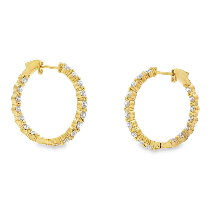 14K Yellow Gold Inside-Out Lab Diamond Hoop Earrings – 27.3x3mm, 3.03ctw, 7.8g