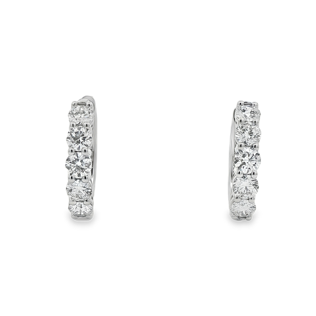 14K White Gold 19mm Lab Grown Diamond Hinged Hoop Earrings – 2.43ctw.