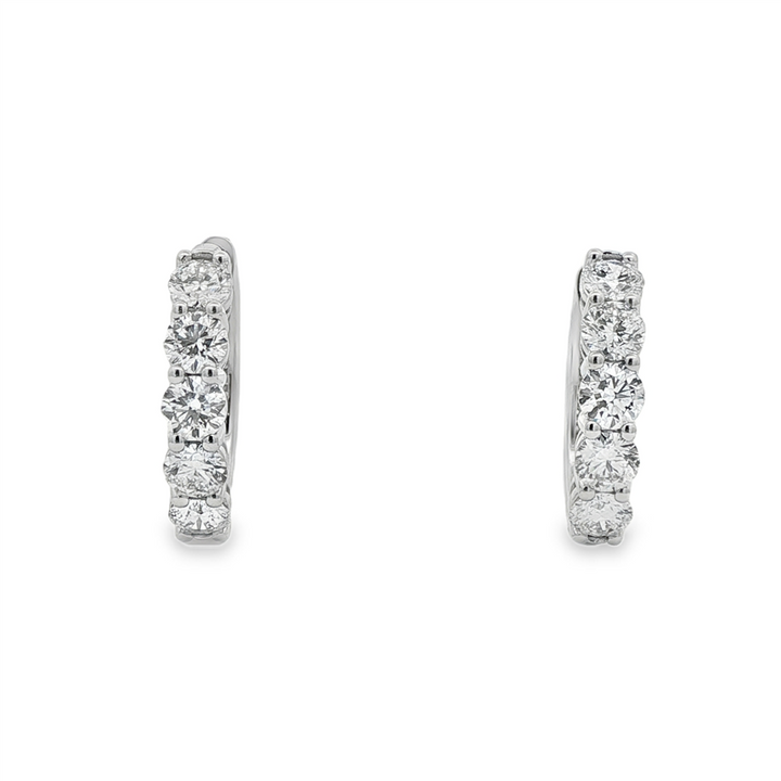 14K White Gold 19mm Lab Grown Diamond Hinged Hoop Earrings – 2.43ctw.