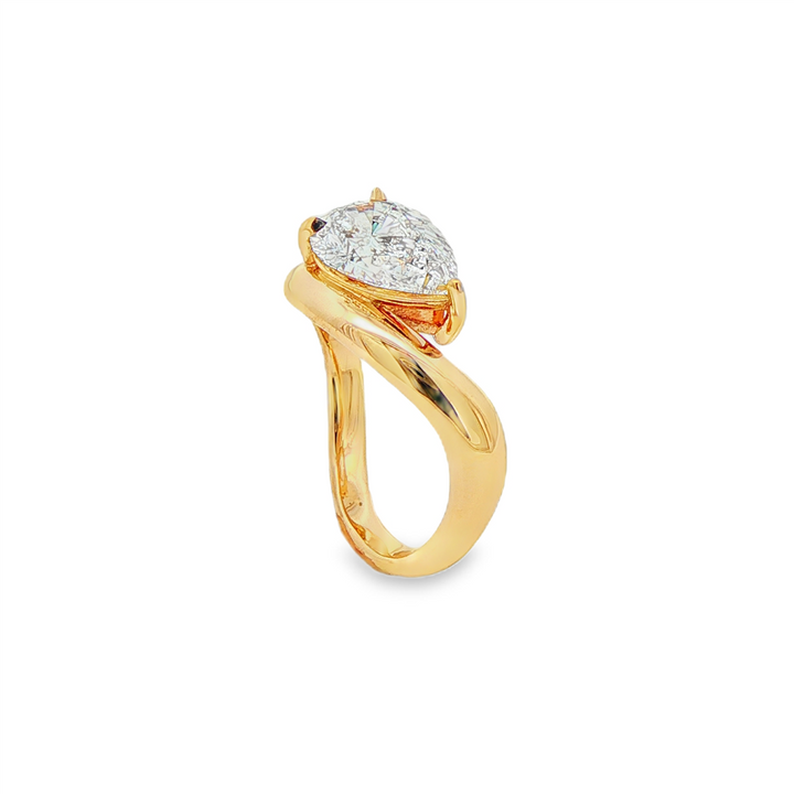 14K Yellow Gold Curved Lab Grown Diamond Engagement Ring – 2.07ctw
