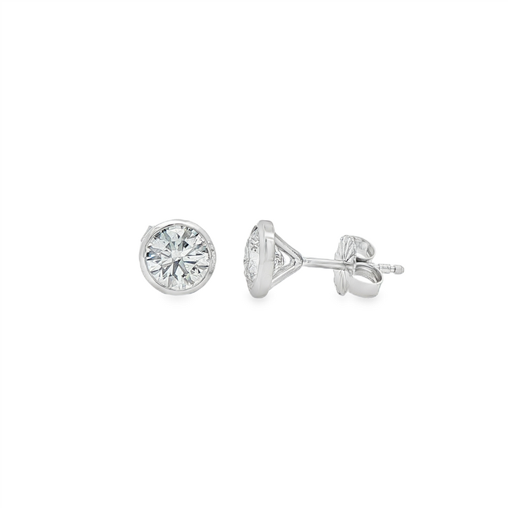 14K White Gold Lab Diamond Bezel Stud Earrings – 1.50ctw.