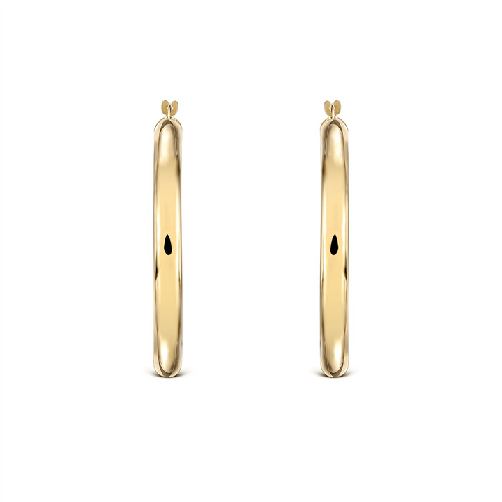 14K Yellow Gold Light Hoop Earrings (4x30mm)