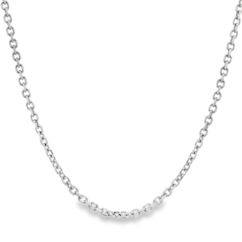 14K White Gold 1.9mm Diamond-Cut Rolo Chain - 16"