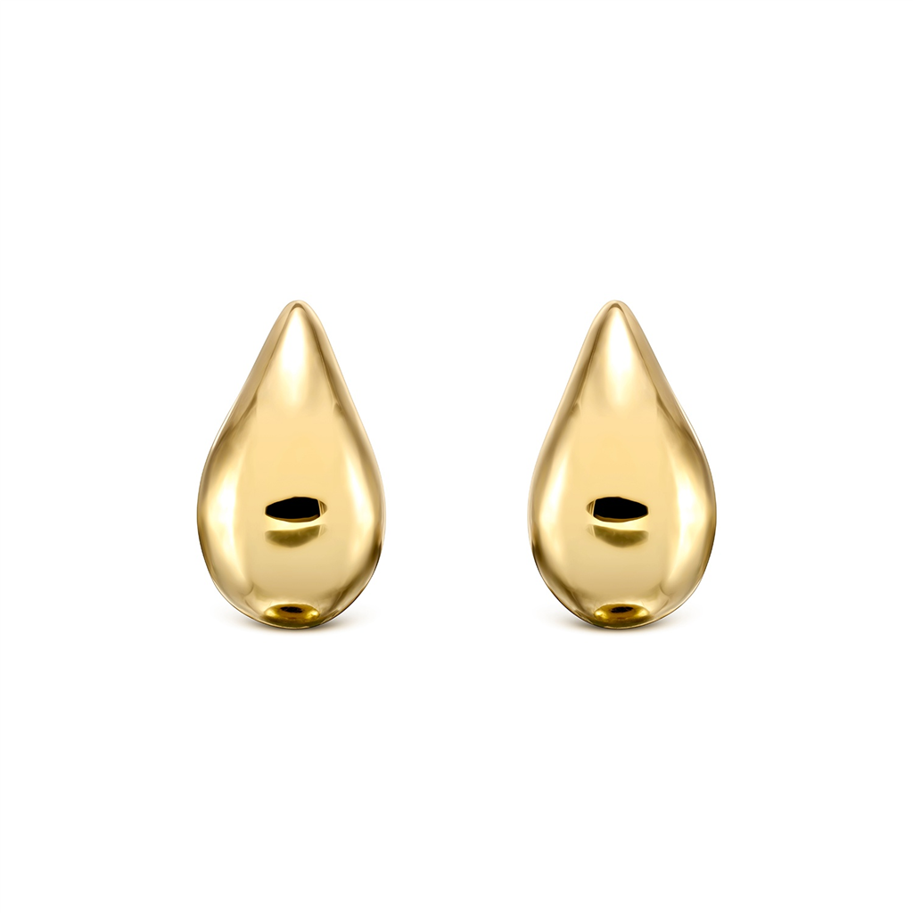 14K Yellow Gold Teardrop Stud Earrings