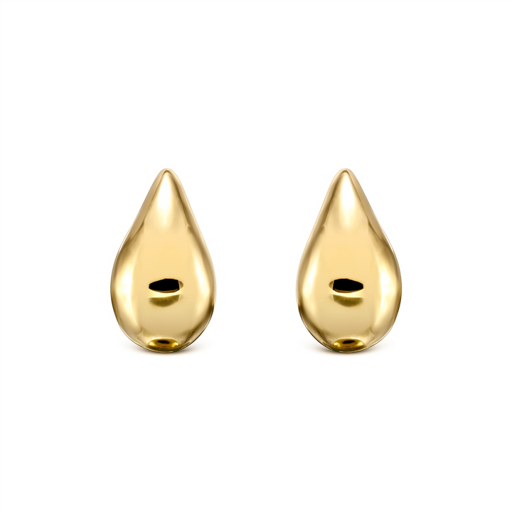 14K Yellow Gold Teardrop Stud Earrings