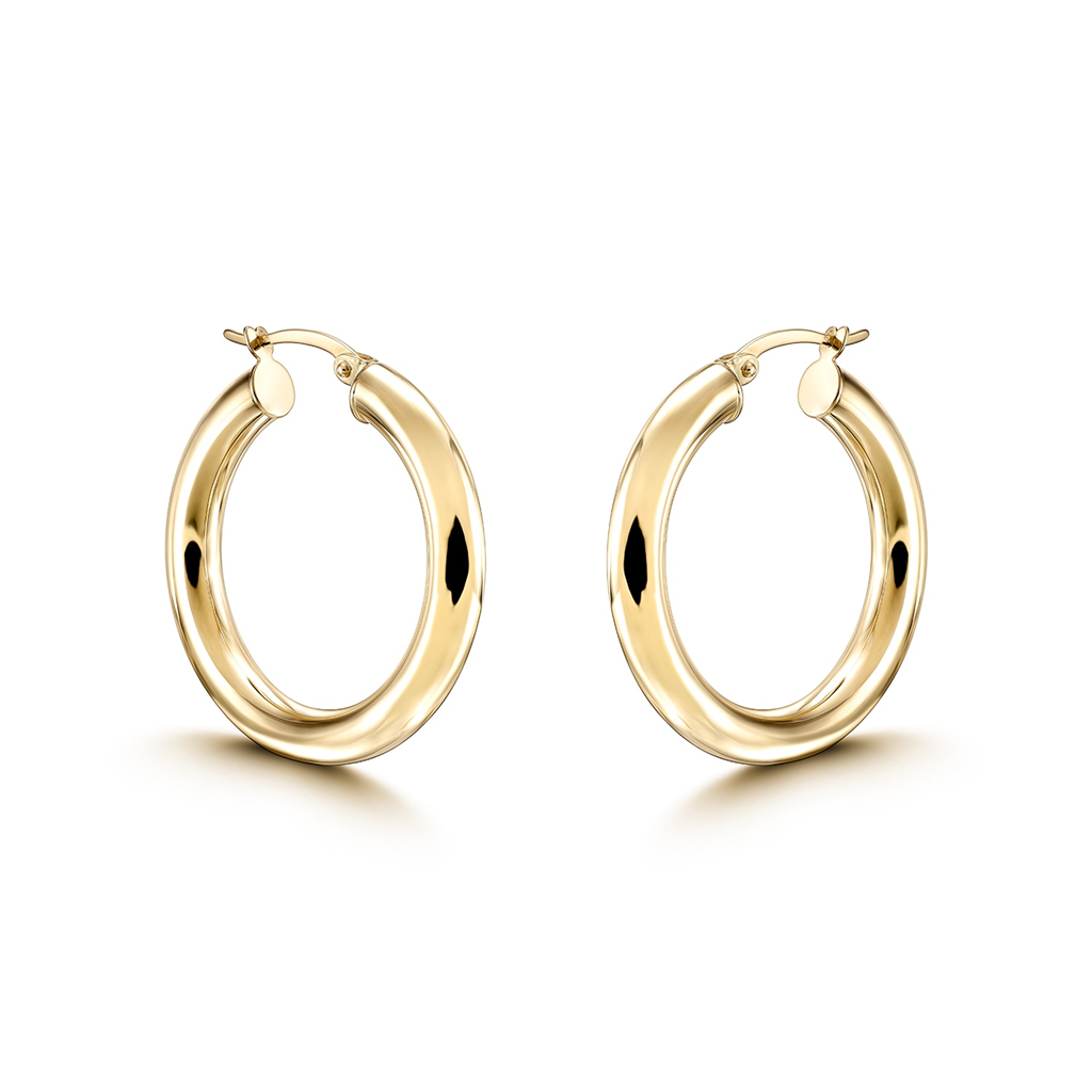 14K Yellow Gold Light Hoop Earrings (4x20mm)