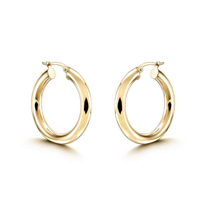 14K Yellow Gold Light Hoop Earrings (4x20mm)