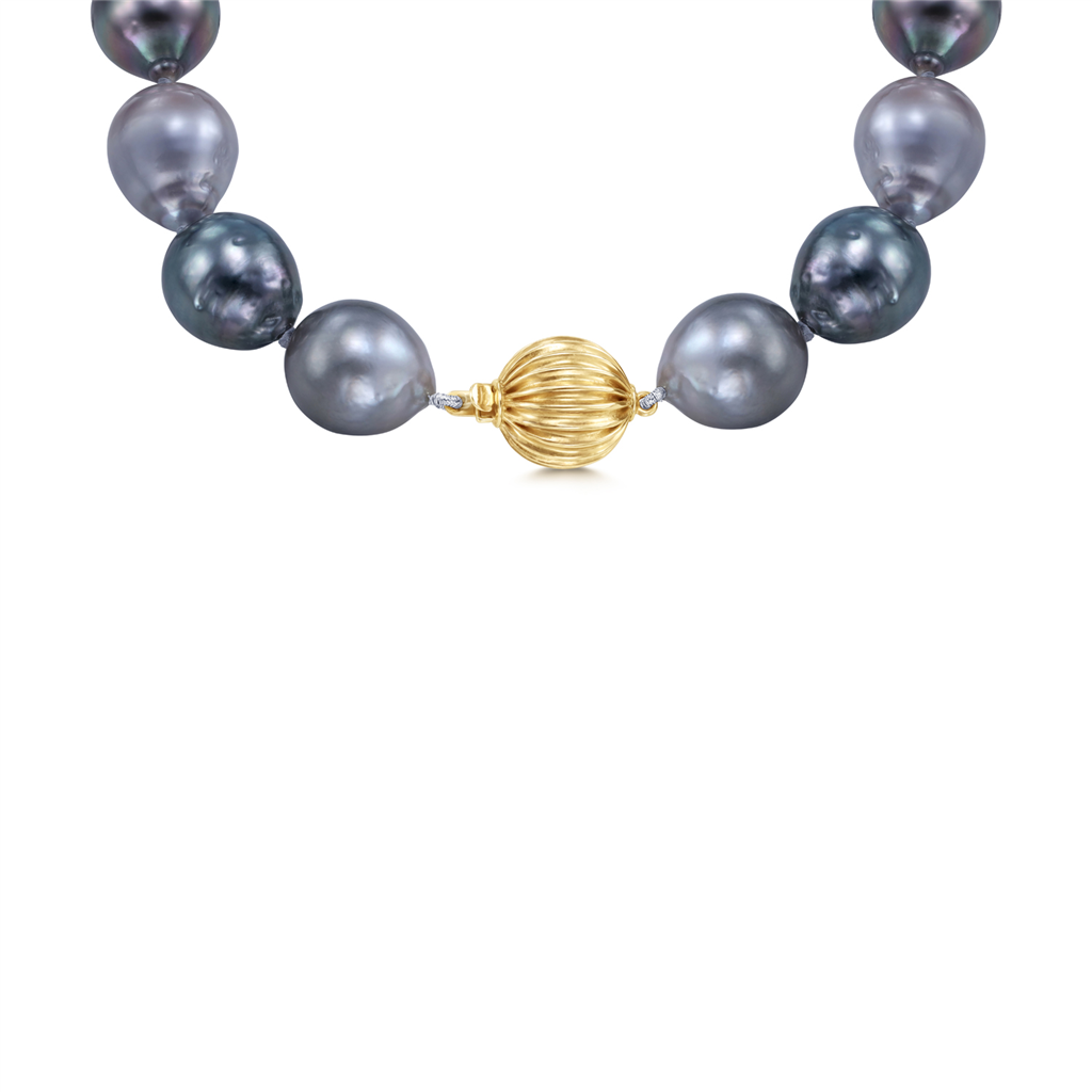 14k Yellow Gold 13mm Baroque Tahitian Pearl Necklace