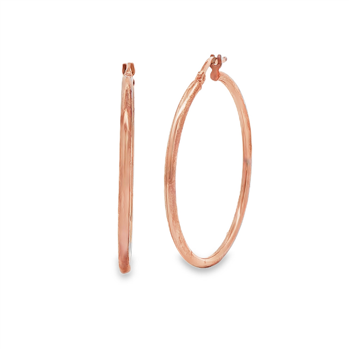 14K Rose Gold Hoop Earrings 30x2mm – 2.2g