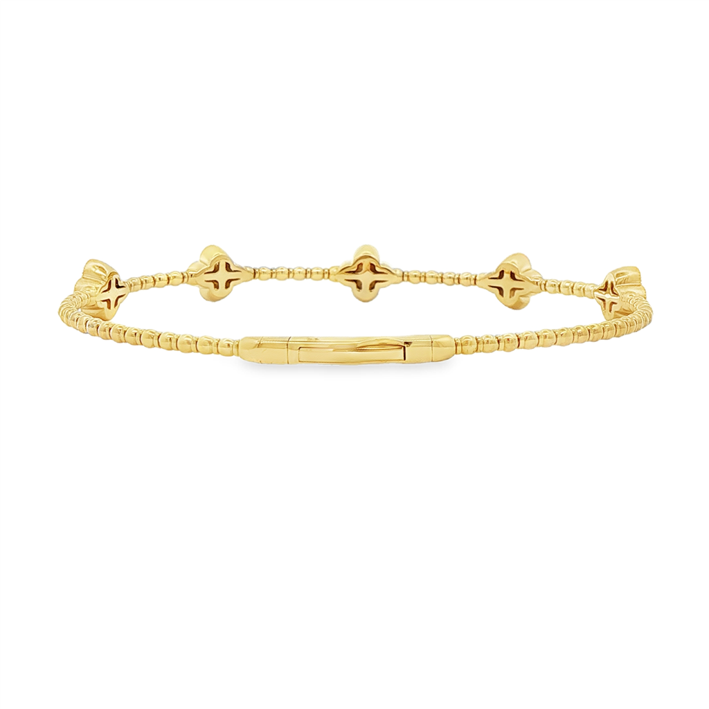 14K Yellow Gold Extra Large Flower Flexi Bracelet – 1.10ctw Natural Diamonds, 6.6g