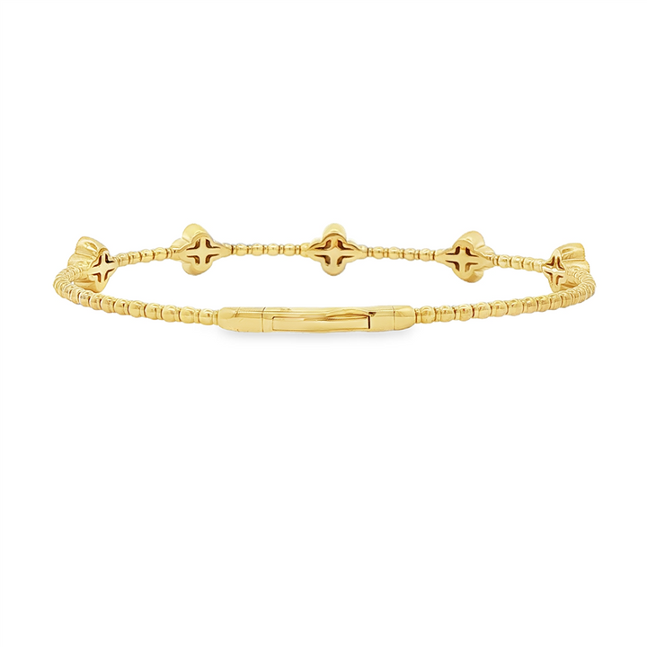 14K Yellow Gold Extra Large Flower Flexi Bracelet – 1.10ctw Natural Diamonds, 6.6g