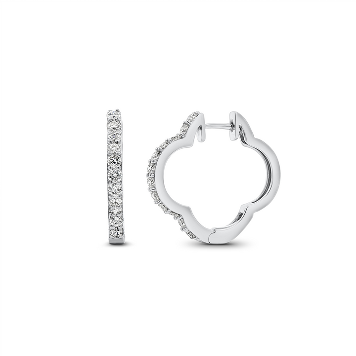 18K White Gold Natural Diamond Clover Hoop Earrings – 0.86ctw.