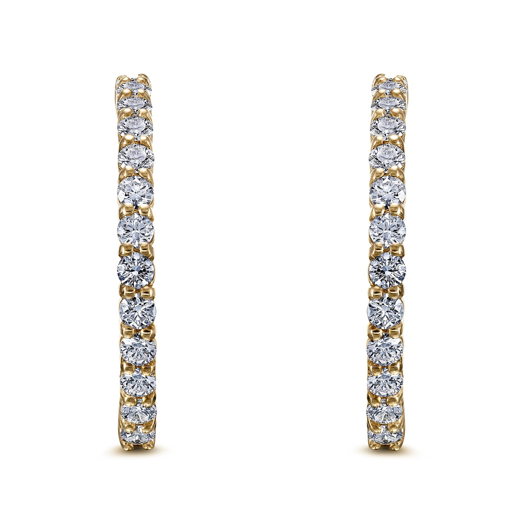 14K Yellow Gold Diamond Hoop Eearings - 0.91ctw.