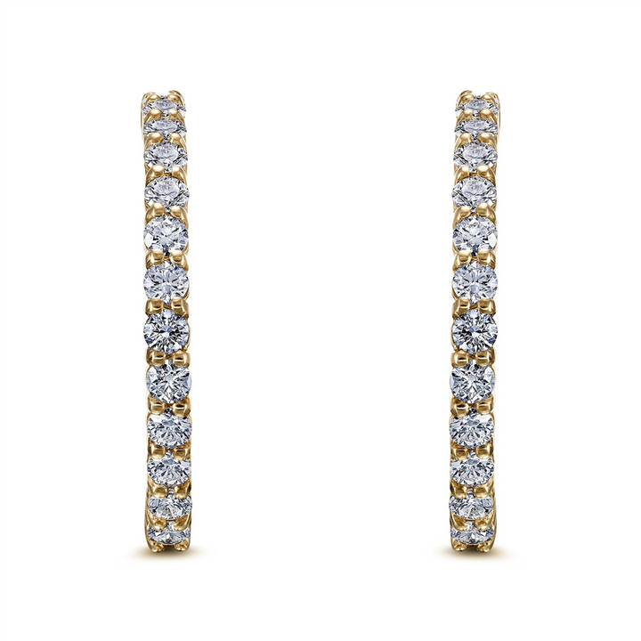 14K Yellow Gold Diamond Hoop Eearings - 0.91ctw.