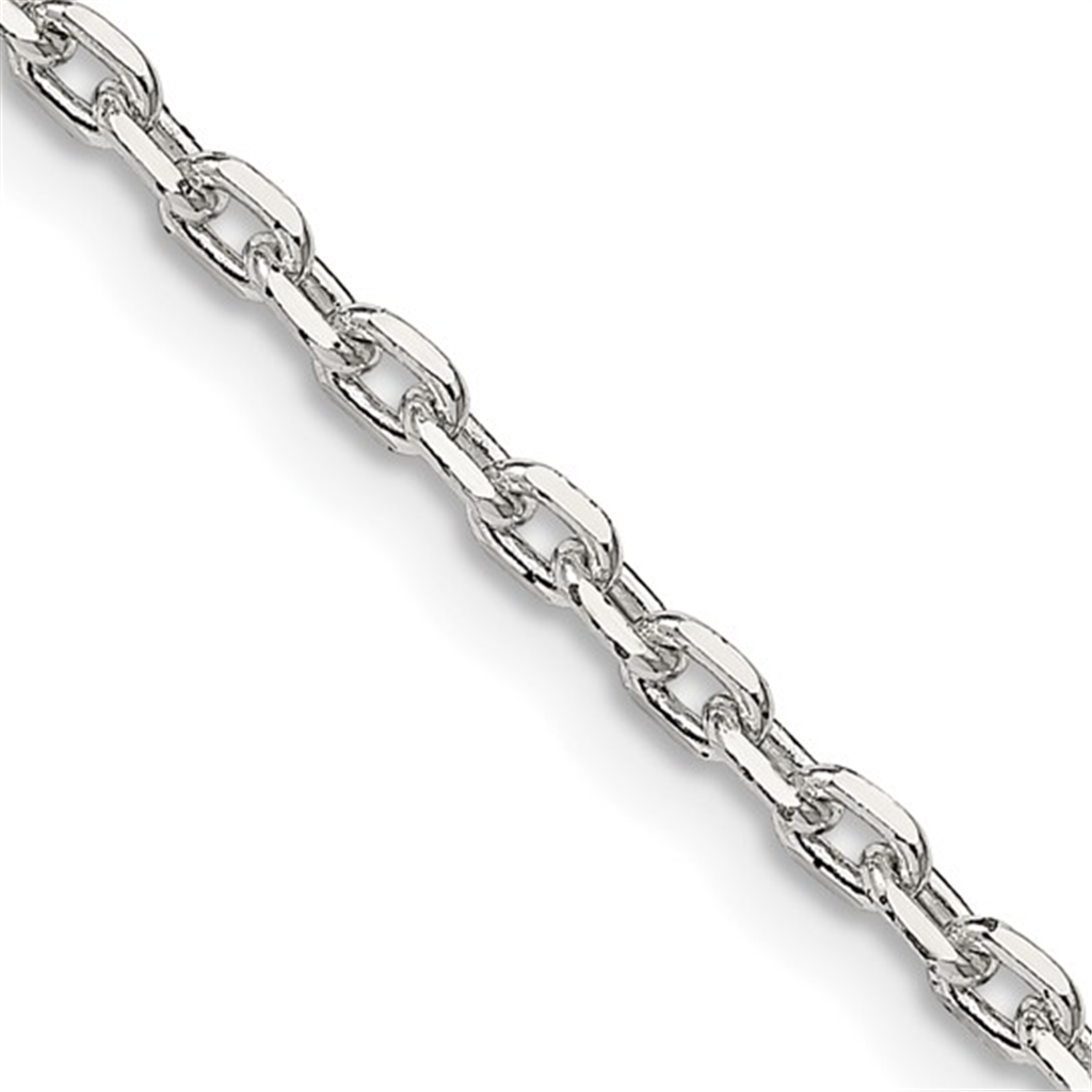 Sterling Silver Beveled Oval Cable Chain – 2.75mm, 20"