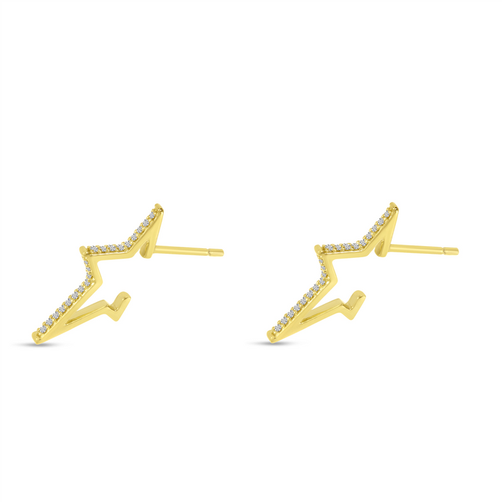 14K Yellow Gold Star Design Huggie Earring 0.14ctw.