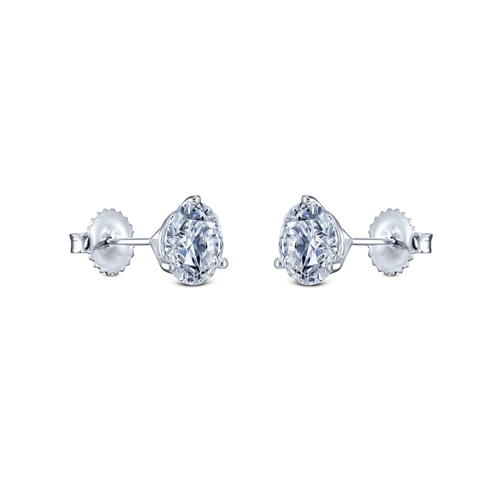14K White Gold 1.50ctw Round Lab Grown Diamond Stud Earrings – VS, D