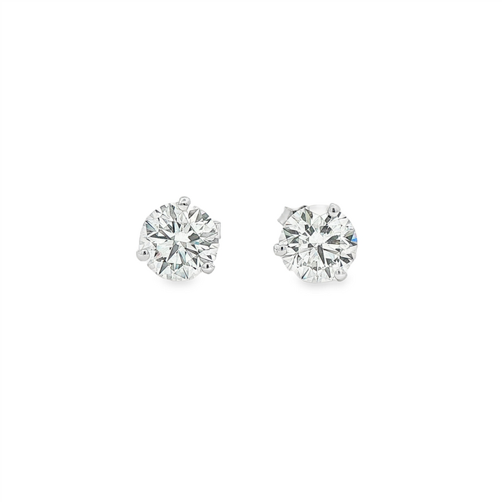 14K White Gold Natural Diamond Martini Stud Earrings – 3.05ctw, GIA Certified
