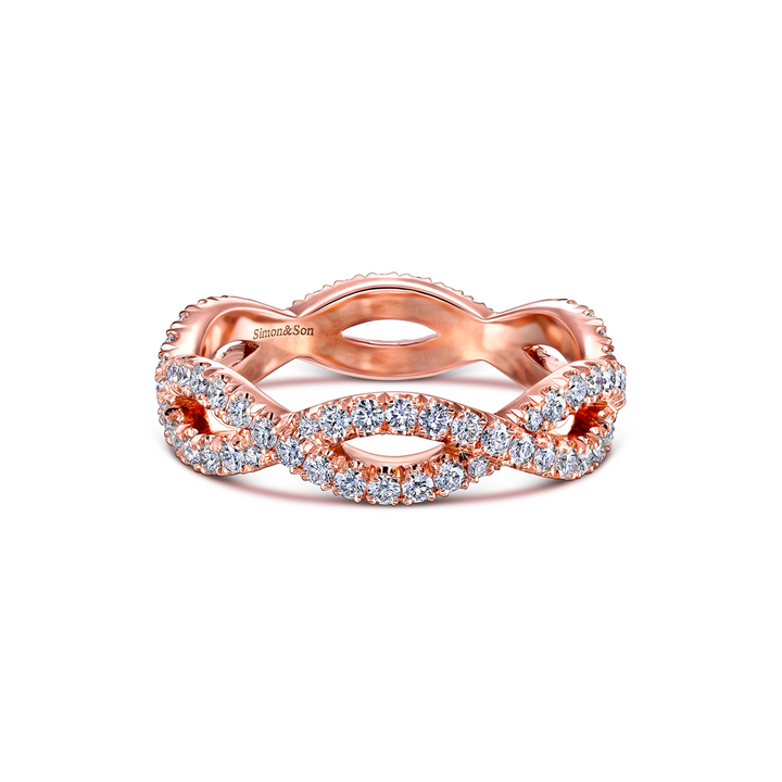 14K Rose Gold Open Twist Diamond Eternity Band 0.91ctw.