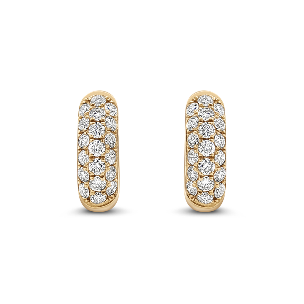 14K Yellow Gold 11x3.7mm Natural Diamond Huggie Earrings – 0.52ctw.