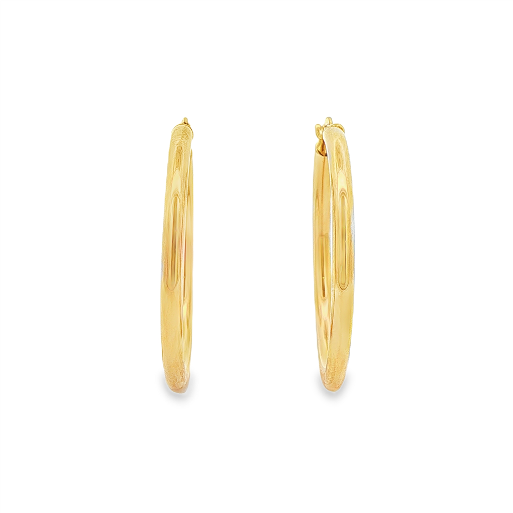 14K Yellow Gold Hollow Hoop Earrings – 2.5 × 25mm, 2.5g