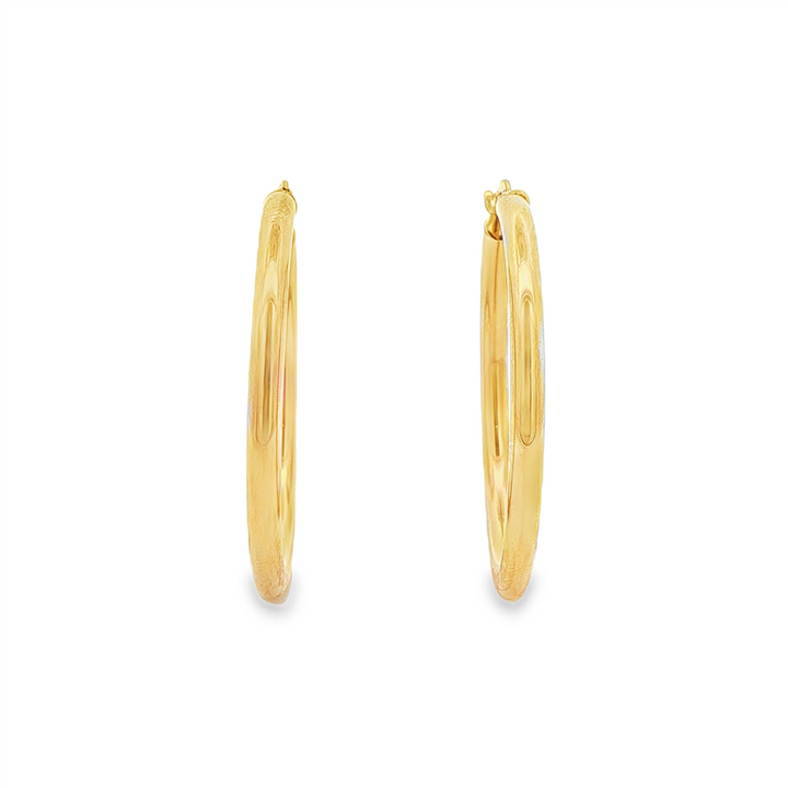 14K Yellow Gold Hollow Hoop Earrings – 2.5 × 25mm, 2.5g