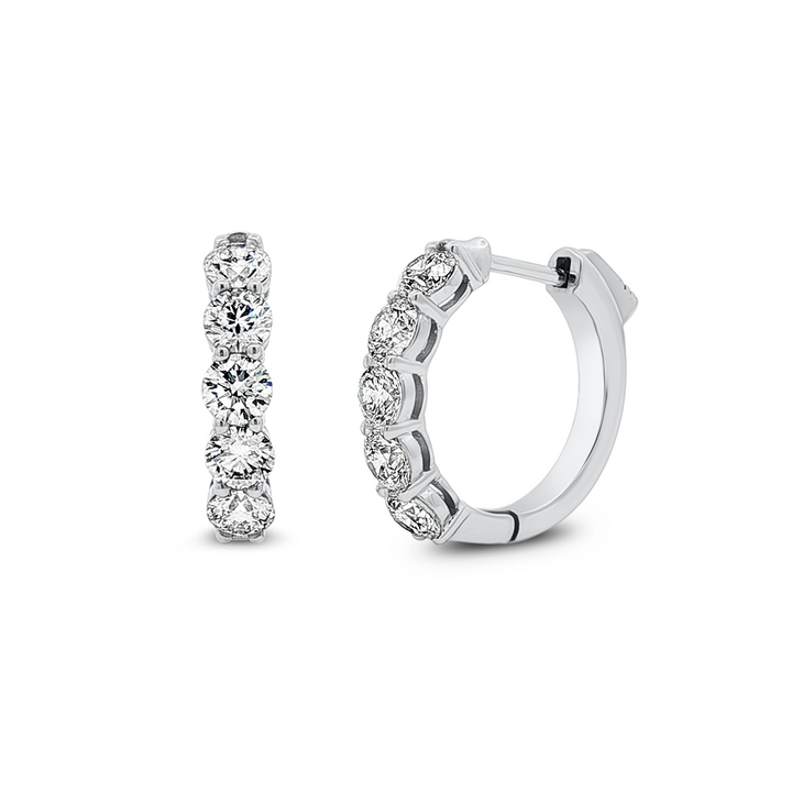 18K White Gold Natural Diamond Hoop Earrings – 2.01ctw, 17.5x3.7mm, 6.3g