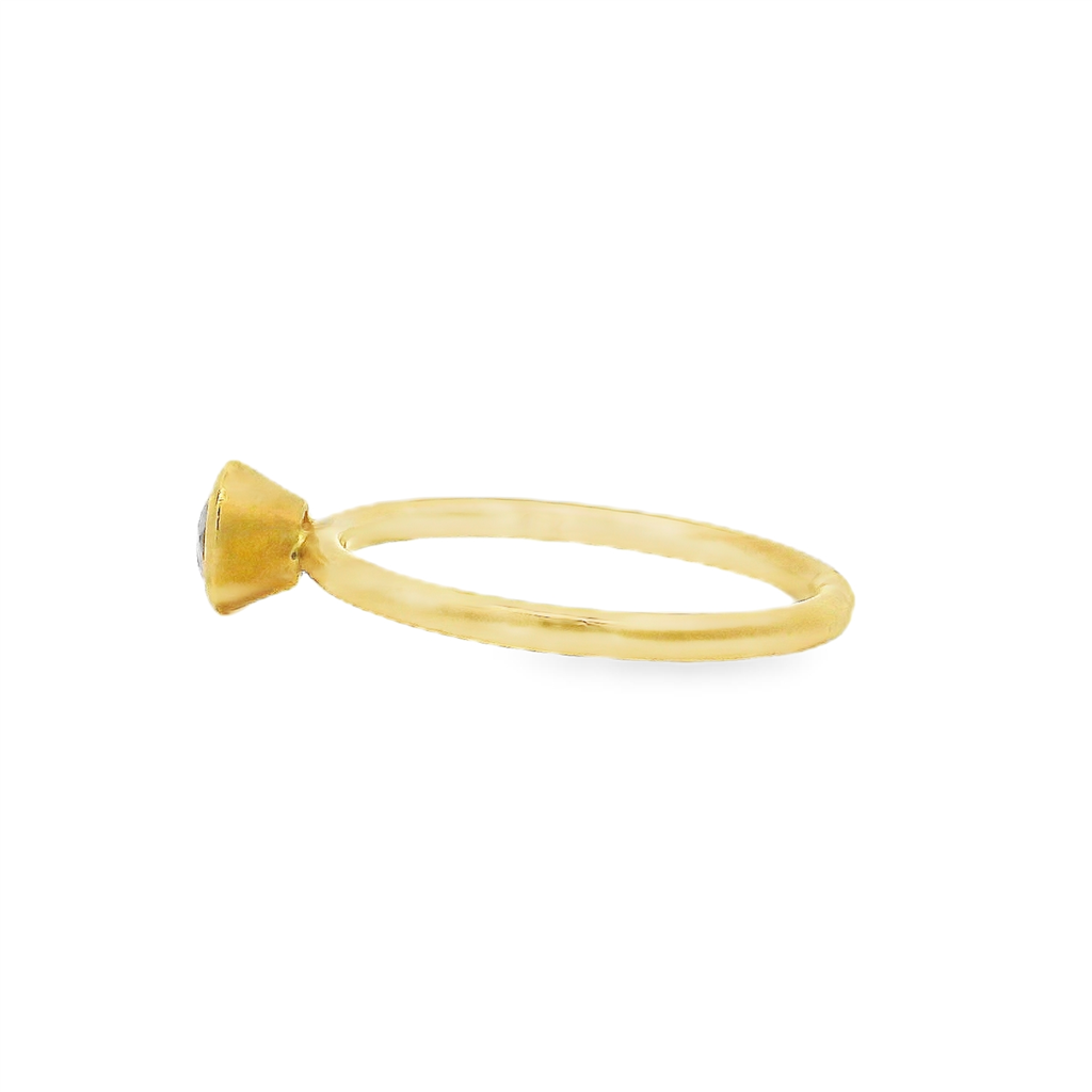 18K Yellow Gold Round Orange Sapphire Ring – 0.49ct