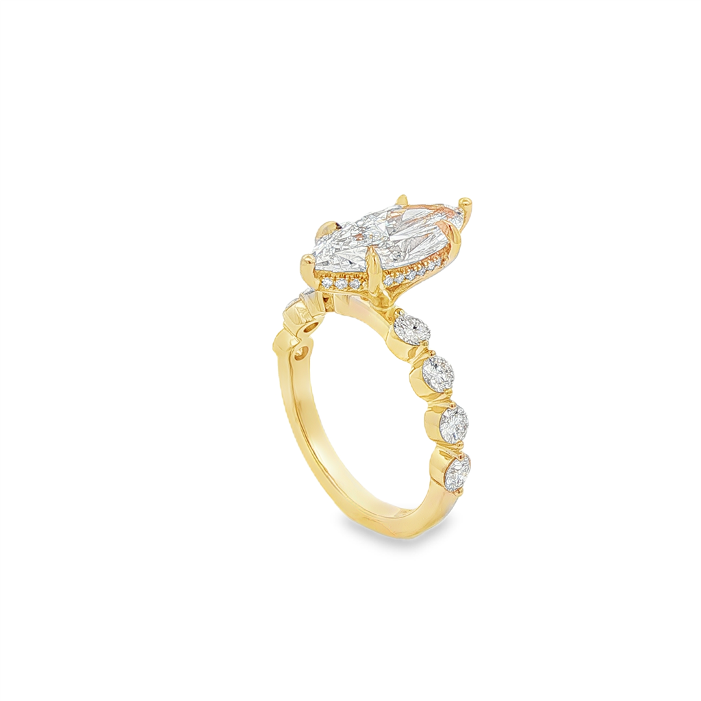 14K Yellow Gold Lab Diamond Bubble Semi-Mount Engagement Ring – 0.51ctw, Size 6.25