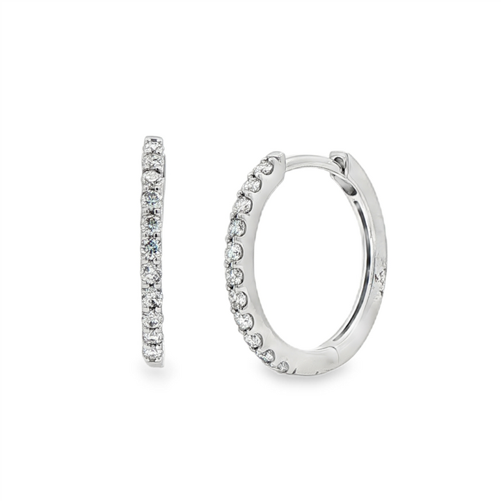 14K White Gold 16x1.5mm Natural Diamond Hoop Earrings – 0.33ctw.
