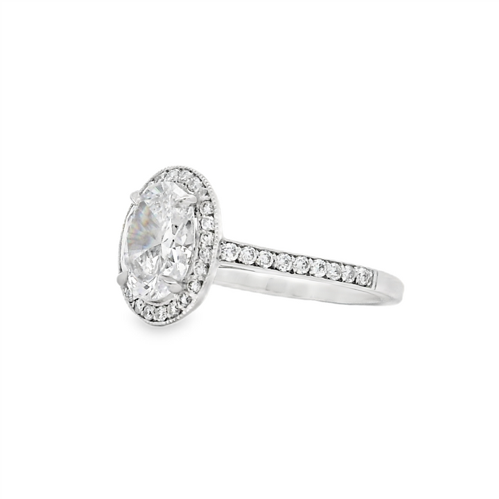 14K White Gold Oval Halo Semi-Mount Engagement Ring – 0.37ctw.