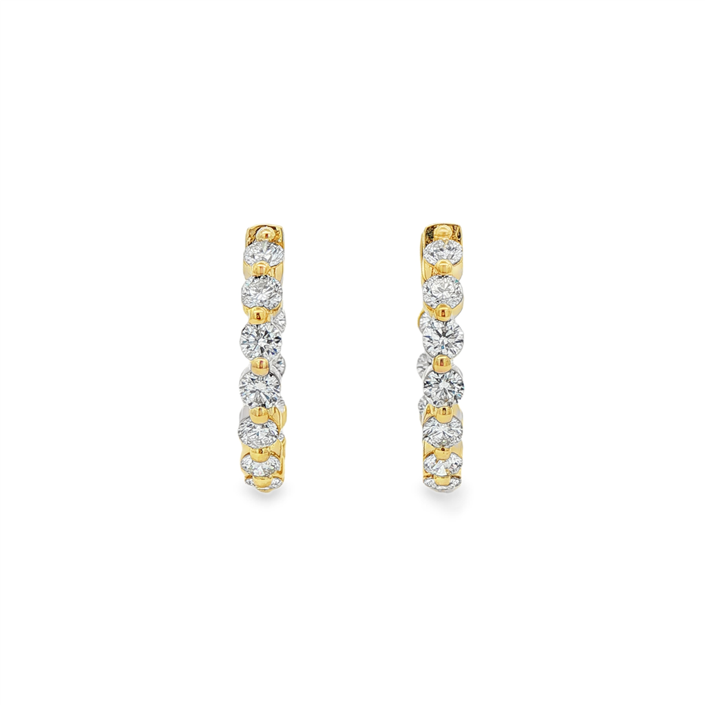 14K Yellow Gold Inside-Out Lab Diamond Hoop Earrings – 20x3mm, 1.97ctw, 4.8g