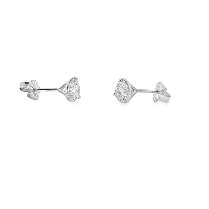 14K White Gold Natural Diamond Stud Earrings – 1.61ctw, GIA Certified, 1.1g